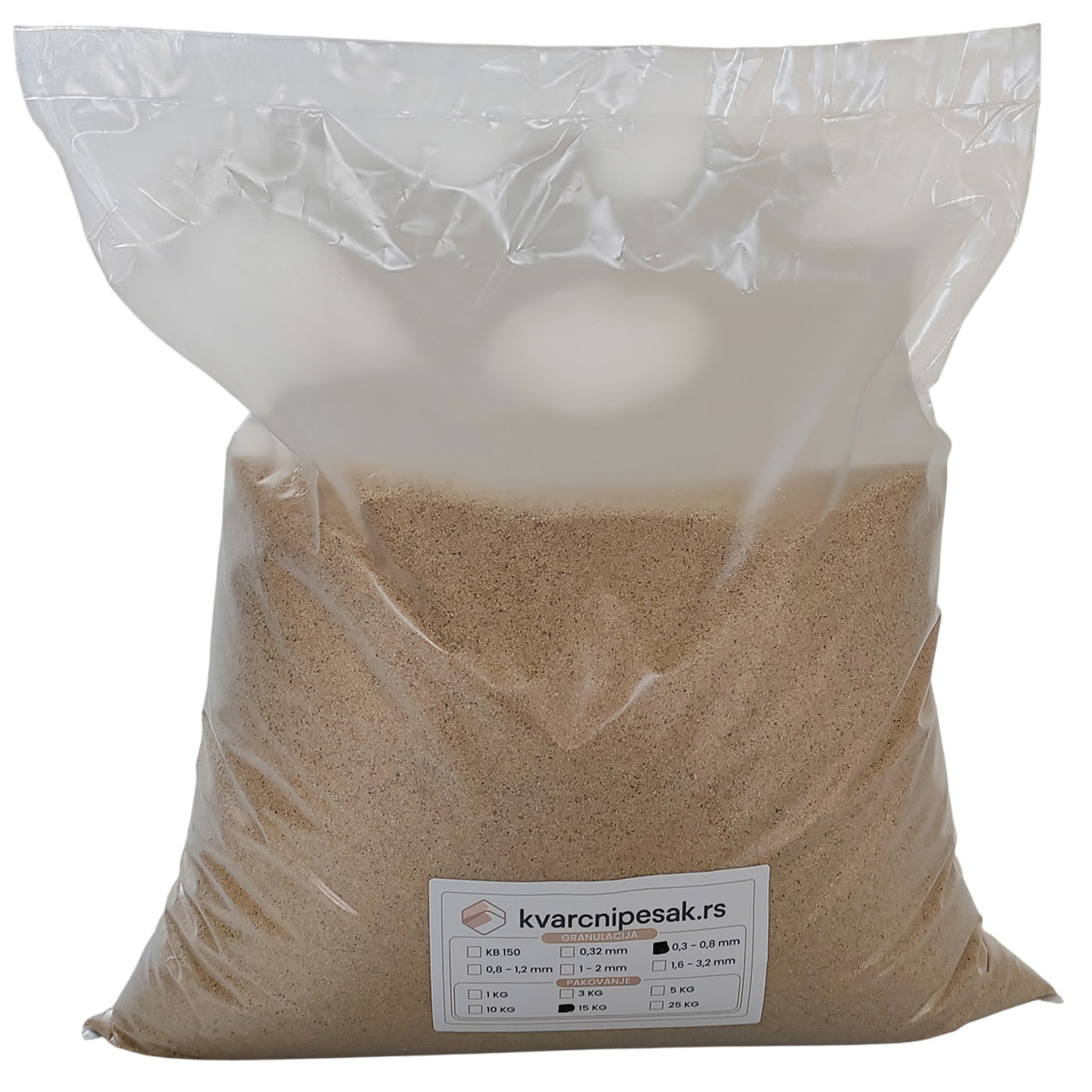 Kvarcni pesak za bazensku filter pumpu (0.8-1.2mm) - pakovanje 15kg